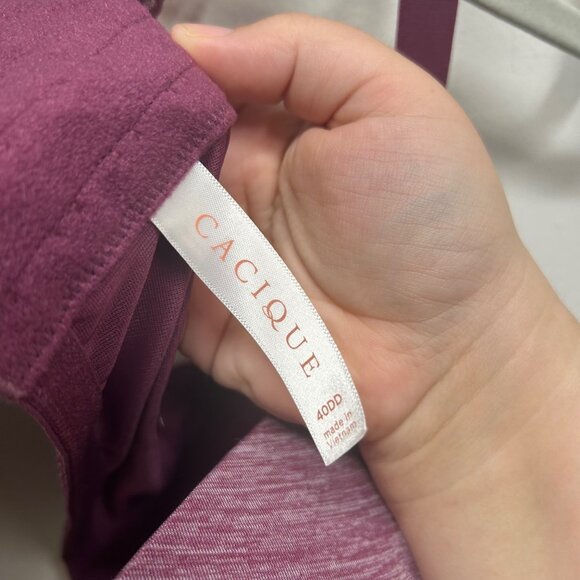 Cacique 40DD Purple Lace Racerback Underwire Bra W/ Adjustable Straps - Picture 4 of 11